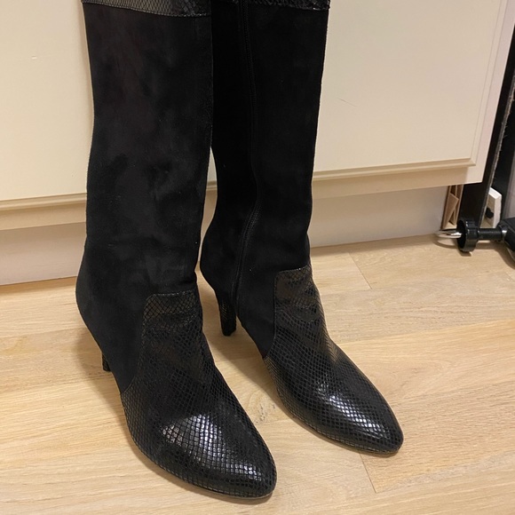 Anne Klein Suede and Snakeskin Tall Boot - Picture 3 of 3